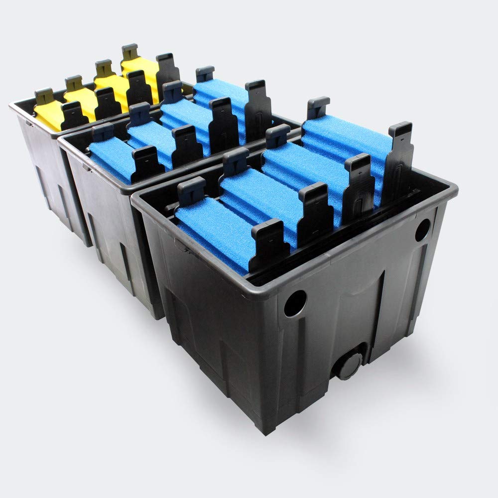 CBF-350C Bio Pond Box Filter for 90000L Gravity Media Filtration. 3-Chamber Flow-Through Filter.Max. Pump Capacity 10000 l/h. Pond Filter for Koi Fish & etc.