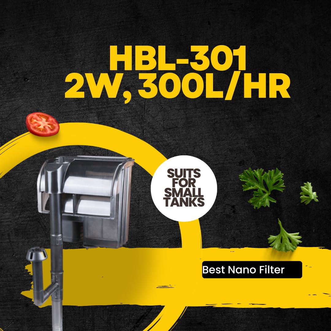 Sun-Sun Mini Nano Fish Tank Aquarium Hang On Filter with Skimmer (HBL-301 | 2W | 300L/H)
