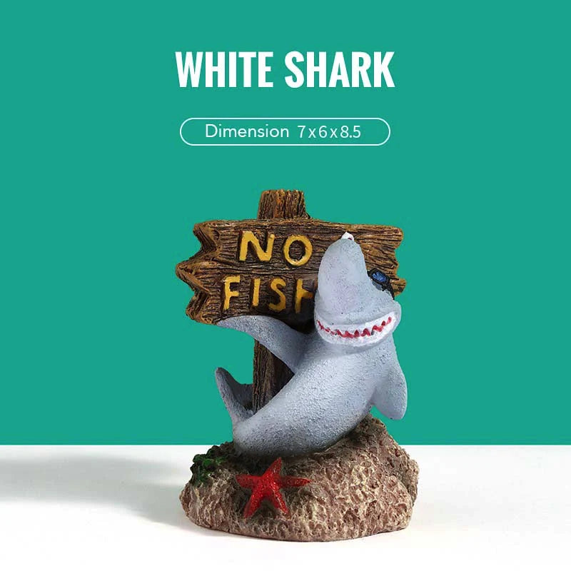 YEE NYH-005 Nepall RESIN LANDSCAPE ORNAMENT WHITE SHARK